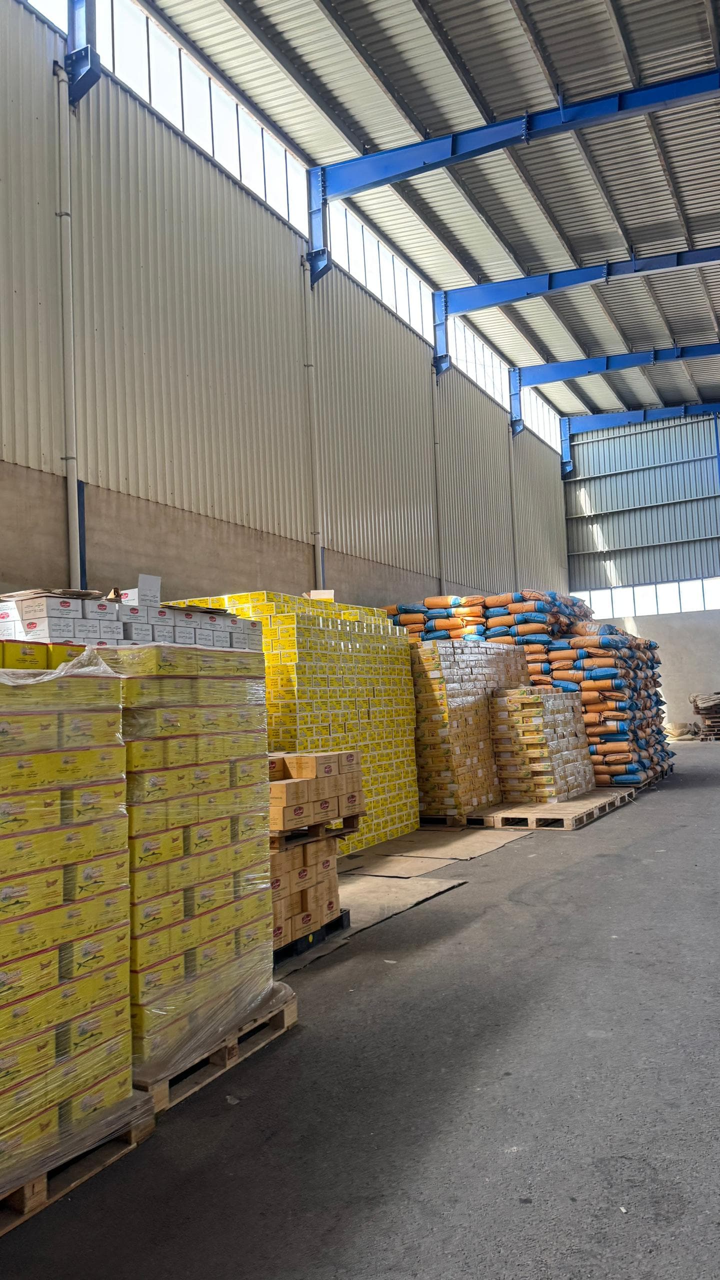 Warehouse aisle, bagged goods
