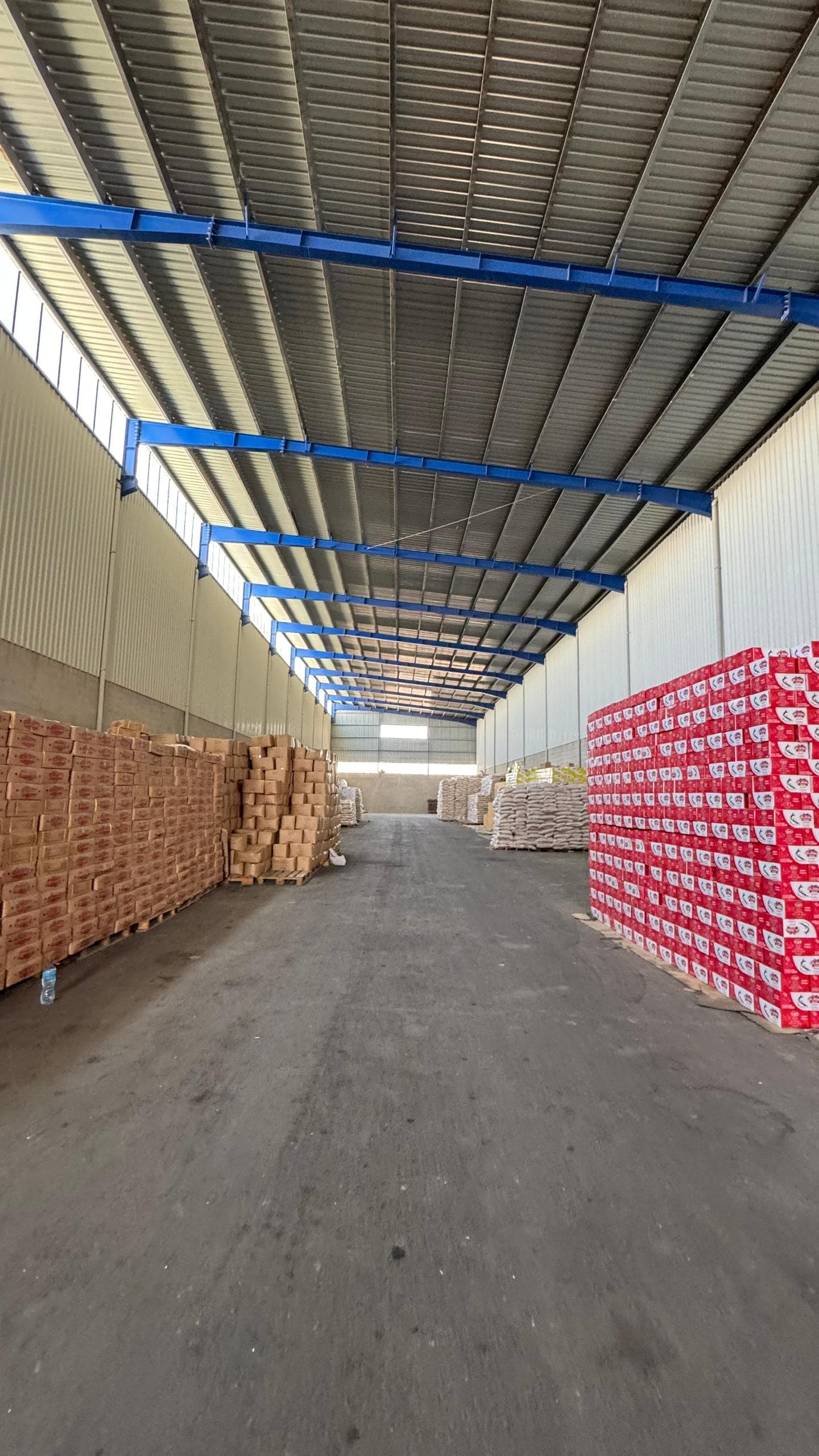 Stacked pallets in store